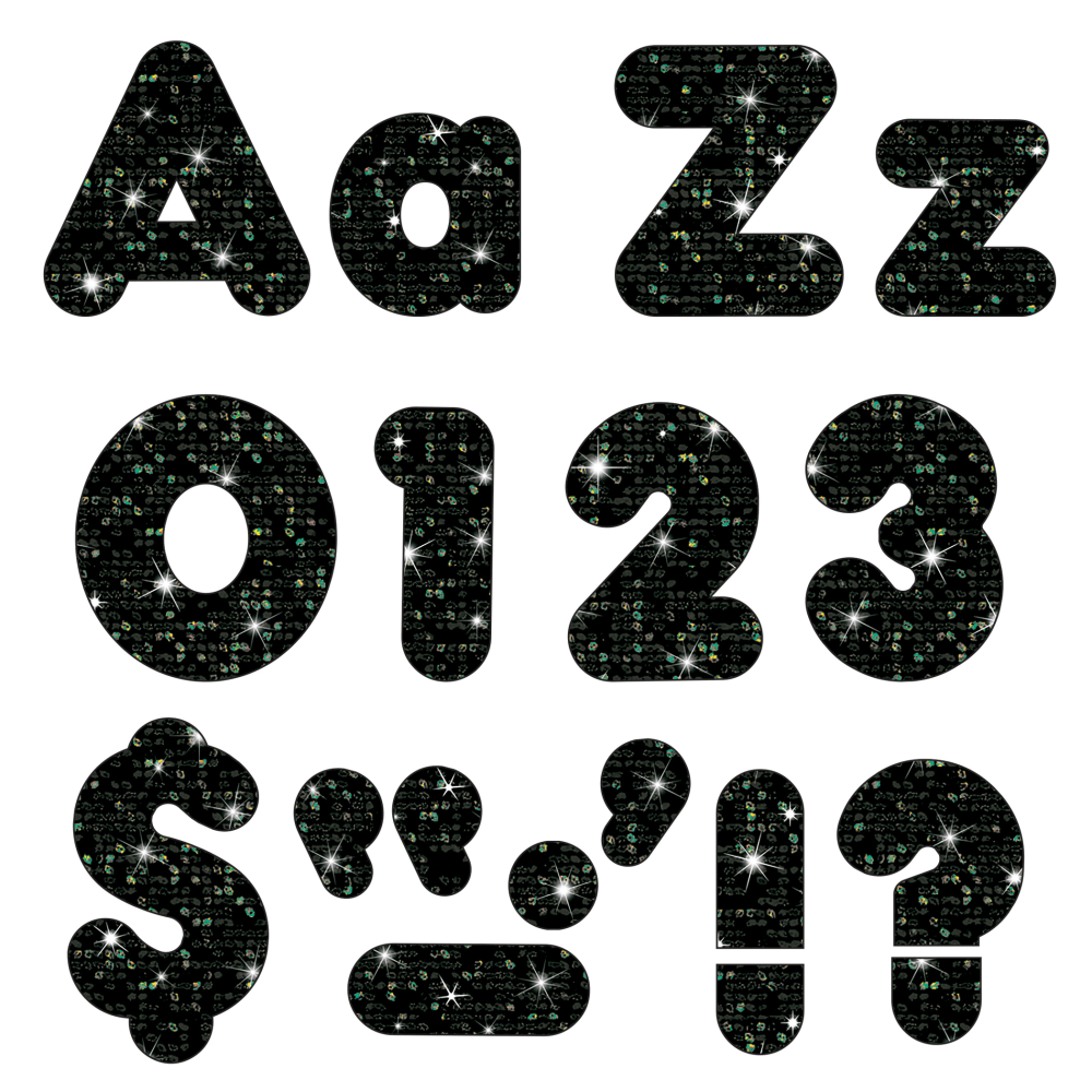 Trend Ready Letters, 4in, Black Sparkle, Set Of 3 Packs