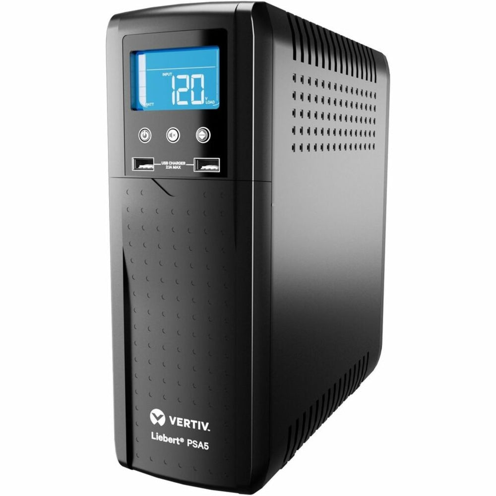 Vertiv Liebert PSA5 UPS - 500VA/300W 120V | Line Interactive AVR Tower UPS - Battery Backup and Surge Protection | 10 Total Outlets | 2 USB Charging Port | LCD Panel | 3-Year Warranty | Energy Star Certified