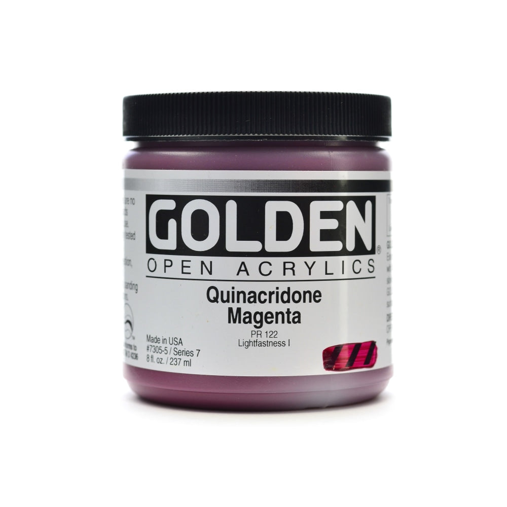 Golden OPEN Acrylic Paint, 8 Oz Jar, Quinacridone Magenta