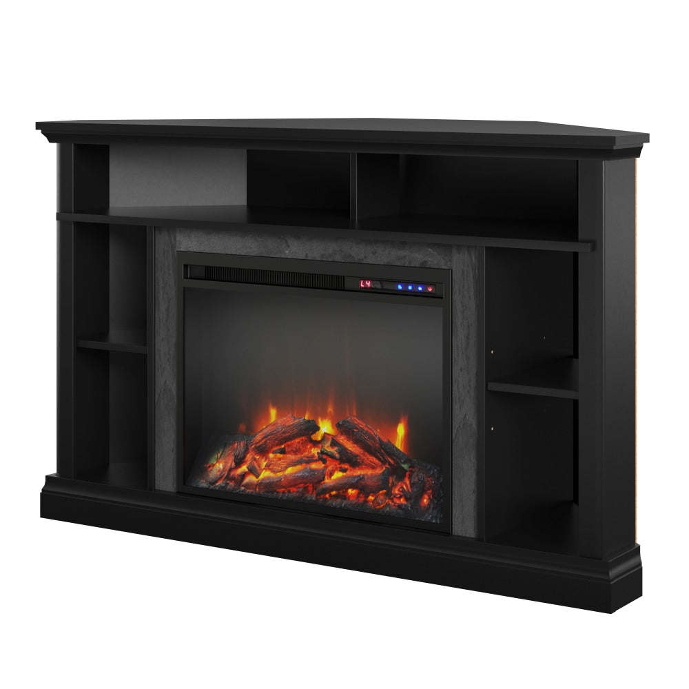 Ameriwood Home Overland Electric Corner Fireplace TV Stand For 50in TVs, Black