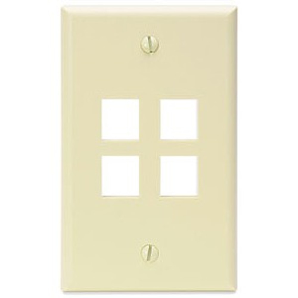 Leviton QuickPort - Wall mount plate - ivory - 4 ports