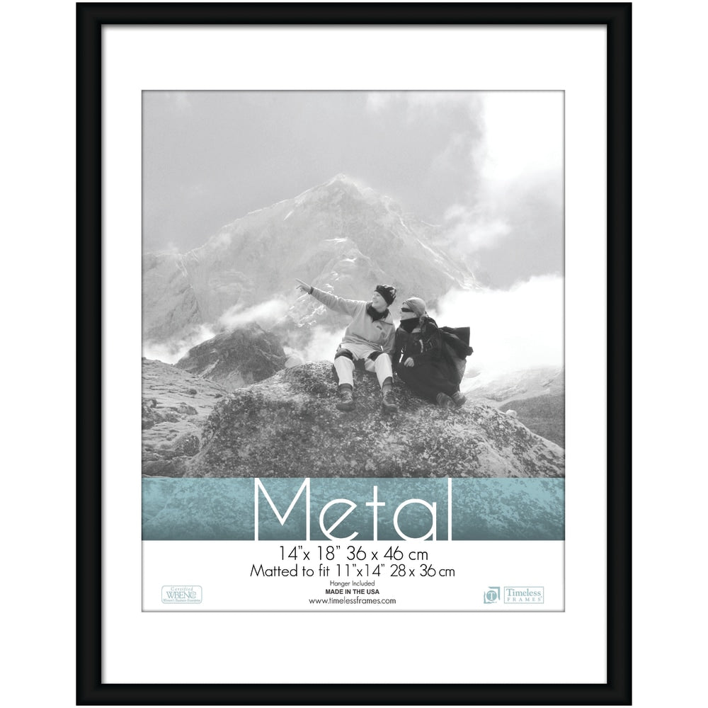 Timeless Frames Metal Picture Frame, 14in x 18in With Mat, Black