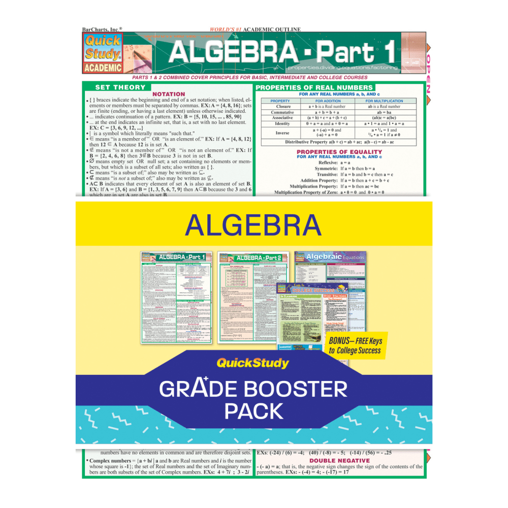 QuickStudy Grade Booster Pack, Algebra