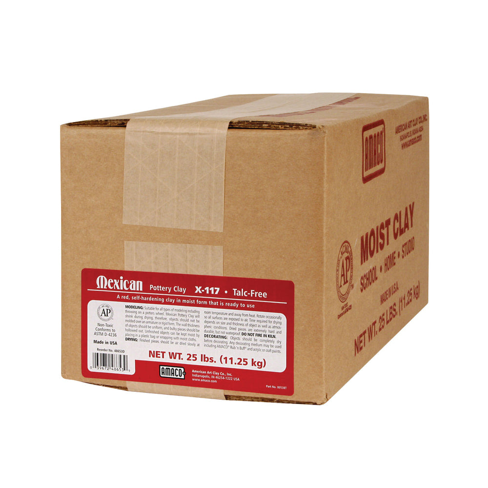 AMACO Mexican Pottery Self-Hardening Clay, 25 Lb Box, Terra Cotta