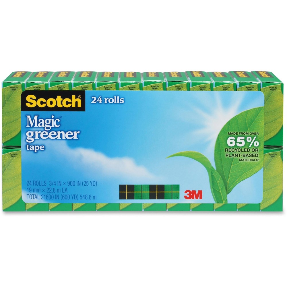 Scotch Magic Greener Tape, Invisible, 3/4 in x 900 in, 24 Tape Rolls, Clear, Home Office and School Supplies