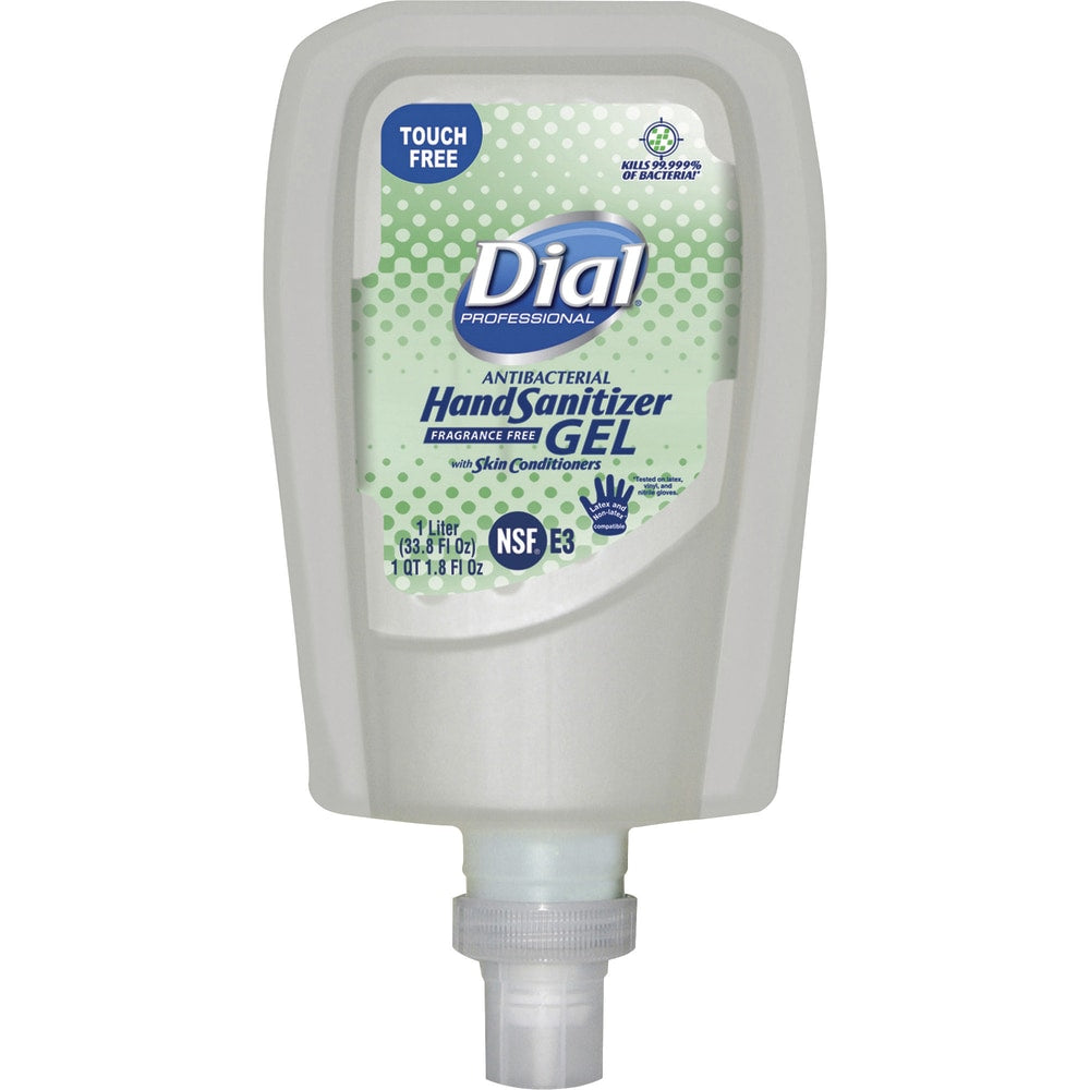 Dial Hand Sanitizer Gel Refills, 33.8 Oz, Fragrance-Free, Carton Of 3 Refills