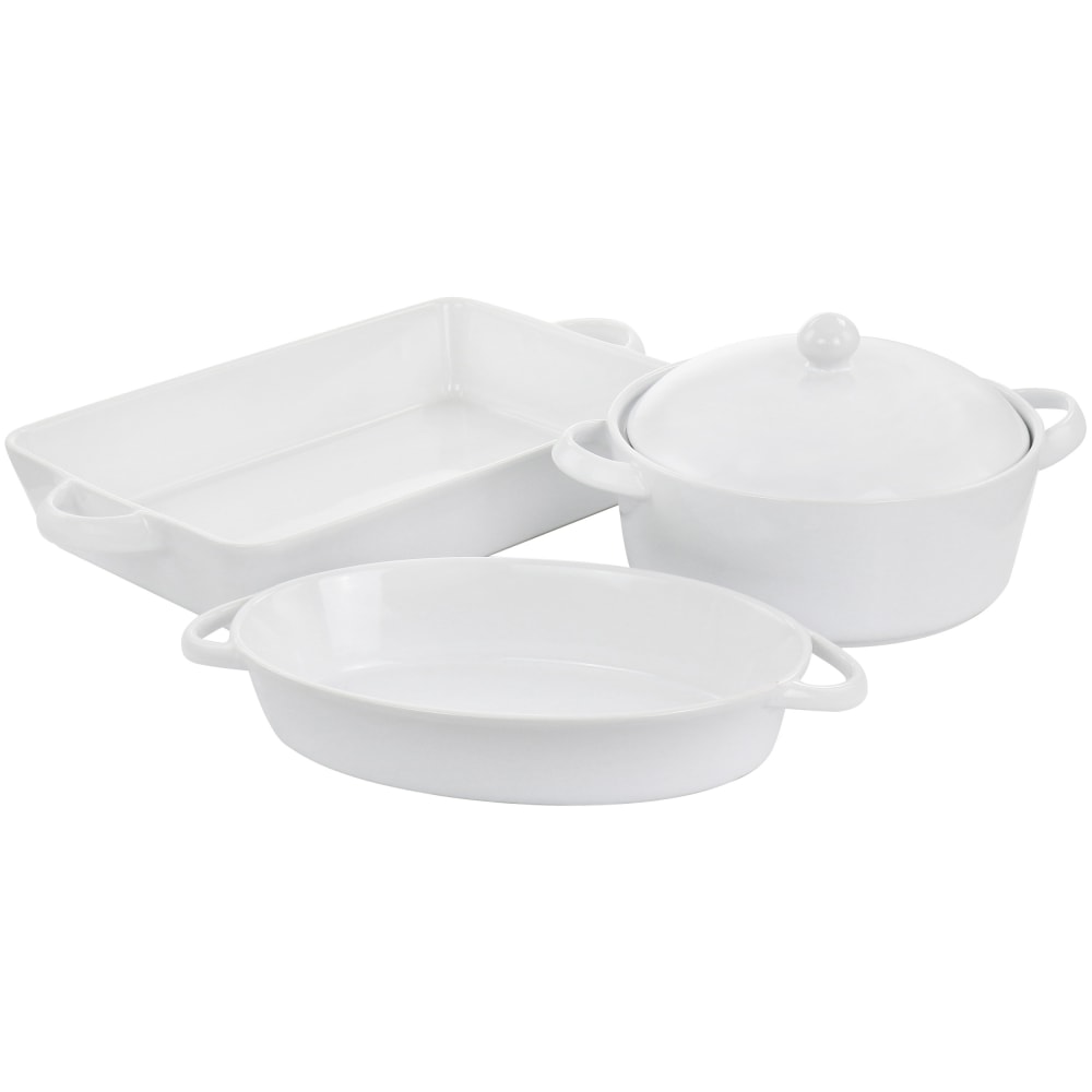 Gibson Elite Gracious Dining 4-Piece Bakeware Set, White