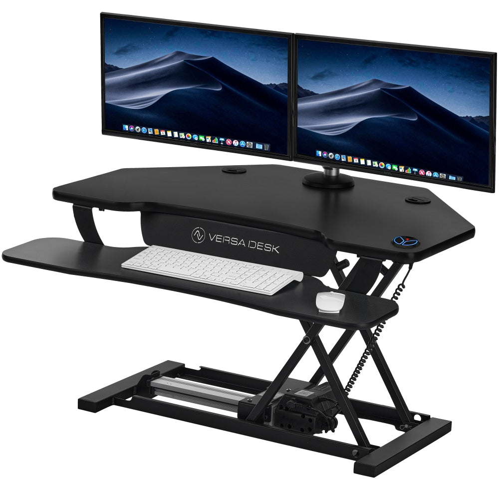 VersaDesk Power Pro Corner Push-Button Electric Height-Adjustable Sit-to-Stand Desk Riser, Black