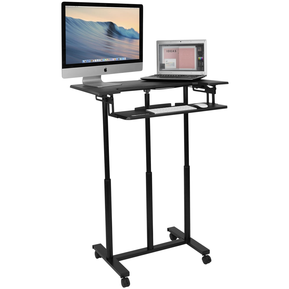 Mount-It! MI-7968 Rolling Sit-Stand Workstation, 46-3/4inH x 34inW x 22inD, Black