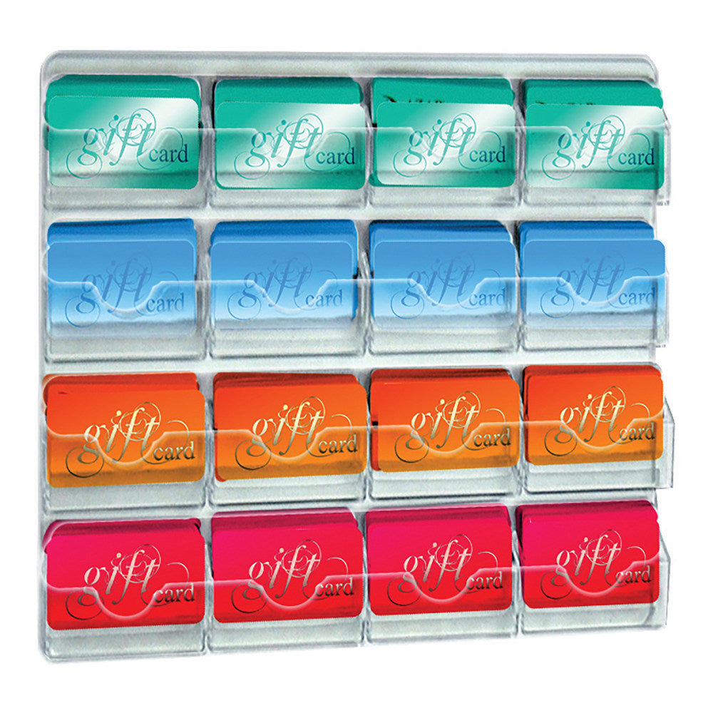 Azar Displays 16-Pocket Wall-Mount Business Card Holders, 11-7/8inH x 15-5/8inW x 1inD, Clear, Pack Of 2 Holders