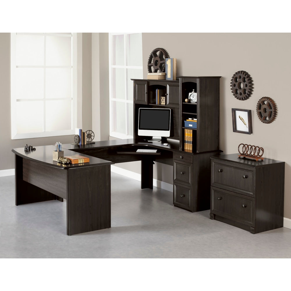 Realspace Broadstreet 65inW U-Shaped Executive Corner Desk, Walnut