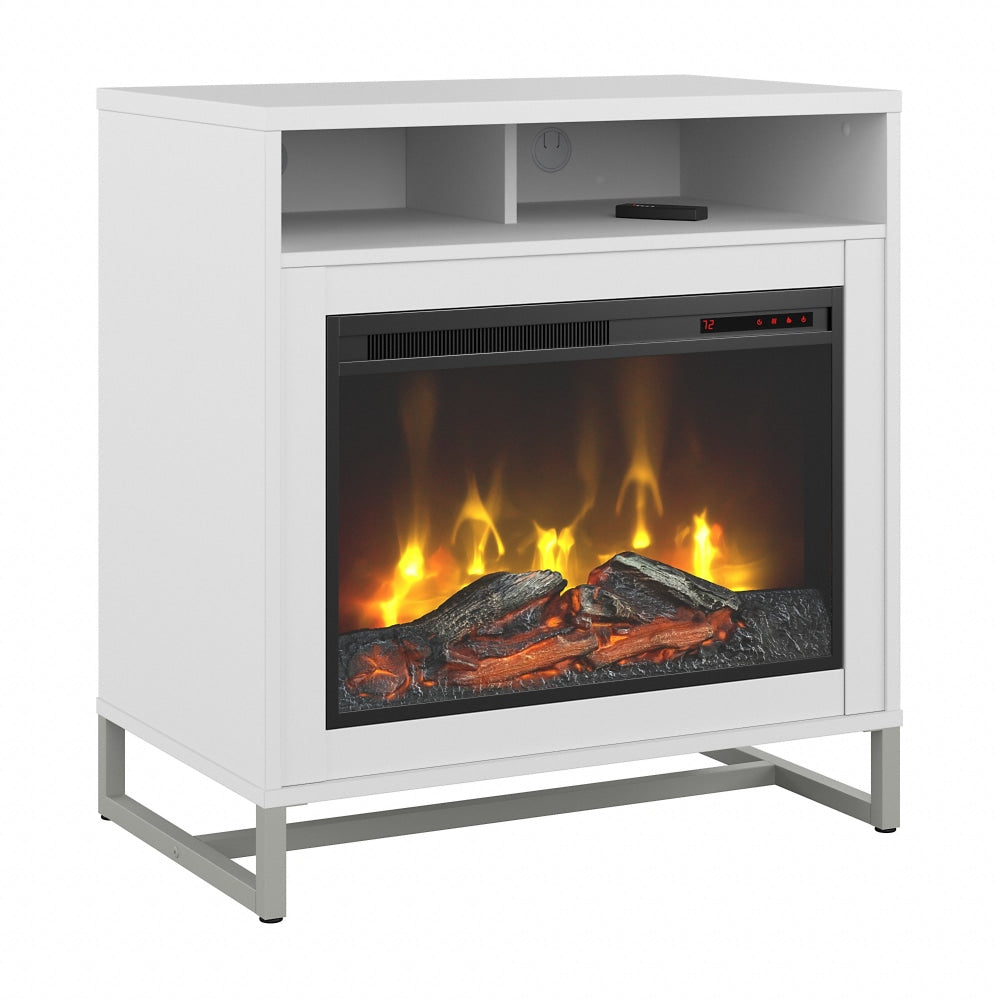 Bush Business Furniture Method 32inW Electric Fireplace With Shelf, White, Standard Delivery