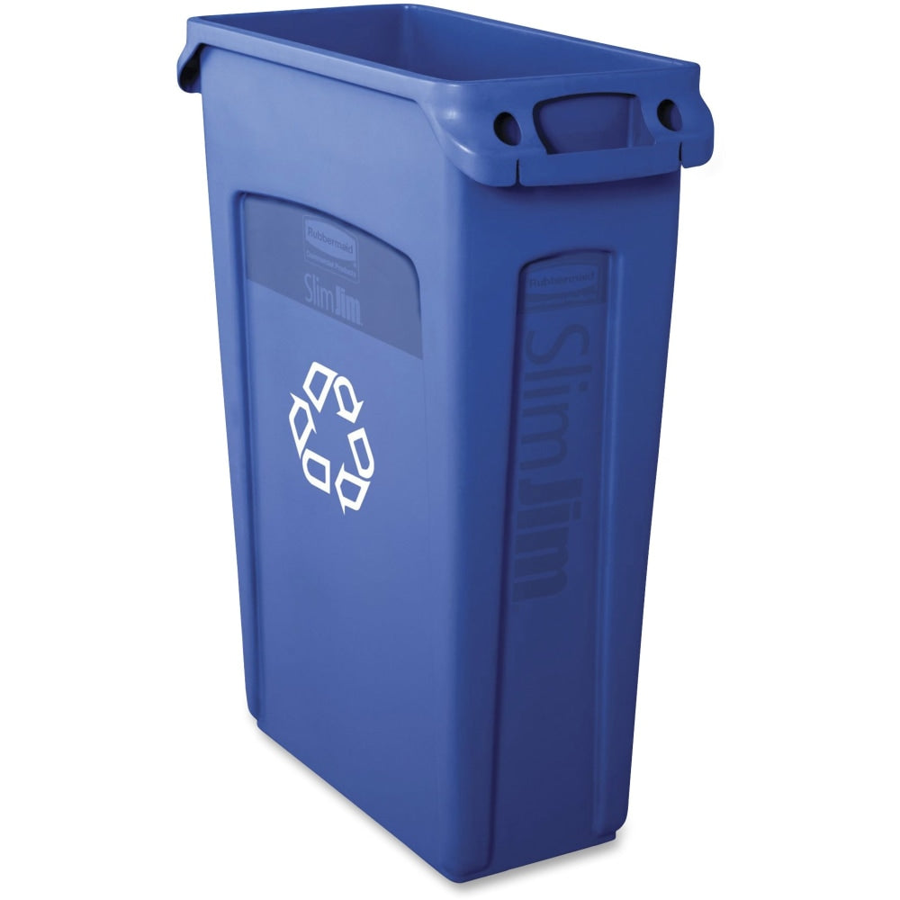 Rubbermaid Commercial Slim Jim Recycle Waste Container, 23-Gallons, Blue