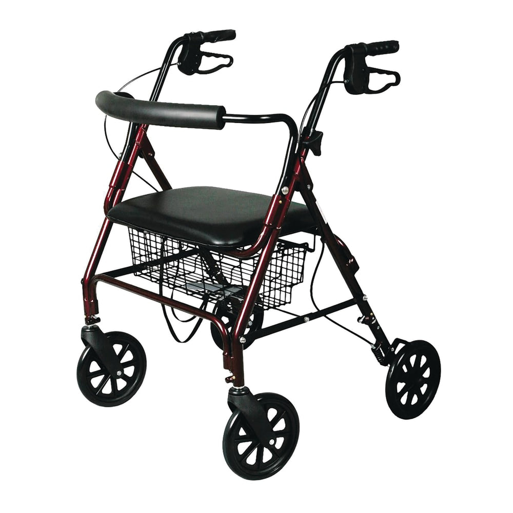 Medline Guardian Standard Bariatric Heavy-Duty Rollator, 8in Wheels, Burgundy