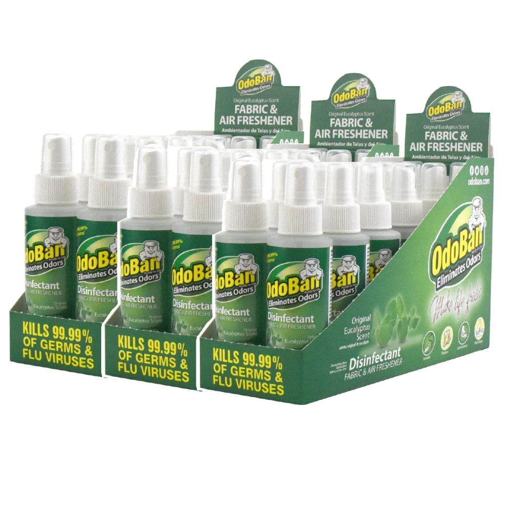 OdoBan Odor Eliminator Disinfectant Spray, Eucalyptus, 4 Oz, Pack Of 36 Bottles