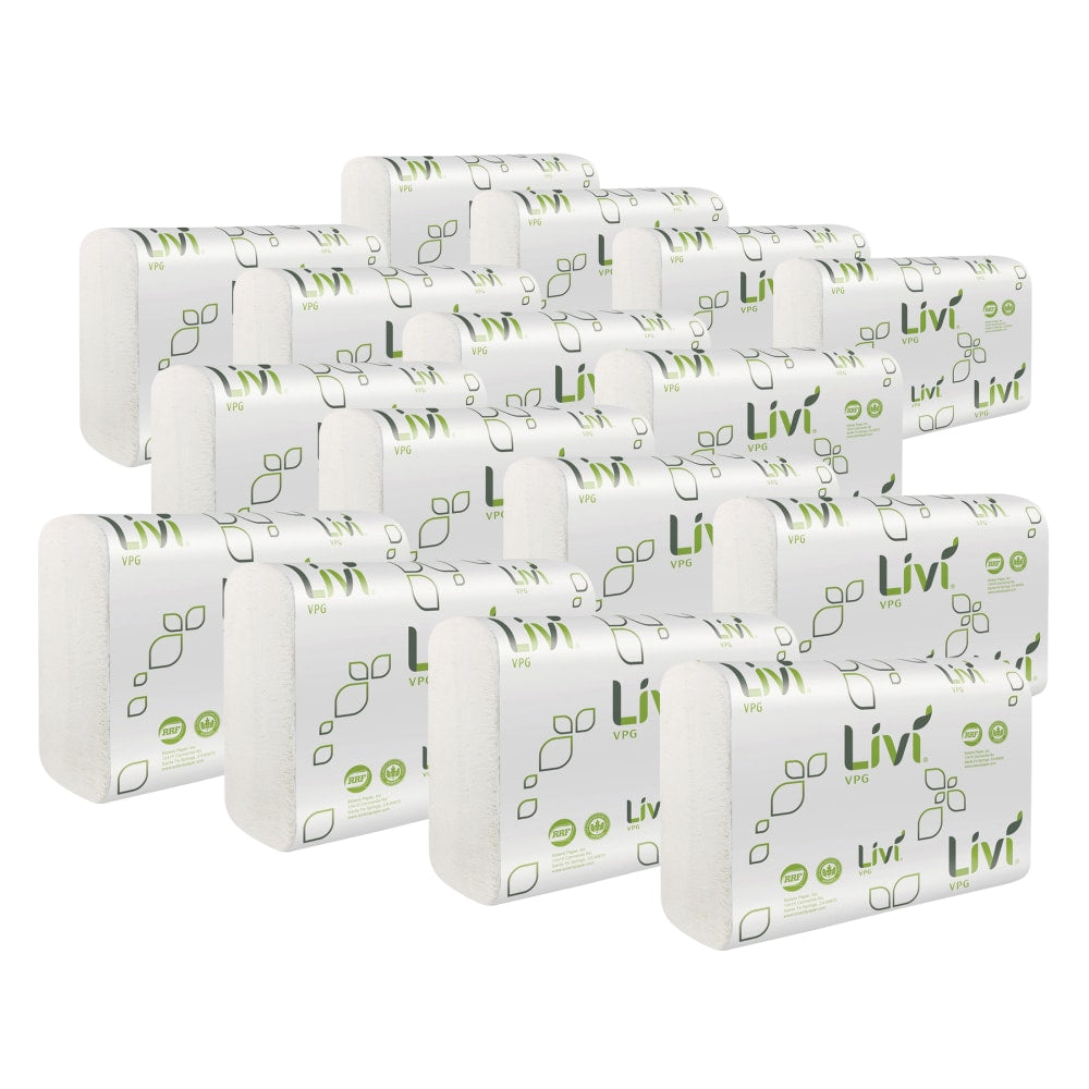 Livi VPG MultiFold Towel - 1 Ply - Multifold - 9.06in x 9.45in - White - Virgin Fiber, Paper - 250 Per Pack - 16 / Carton