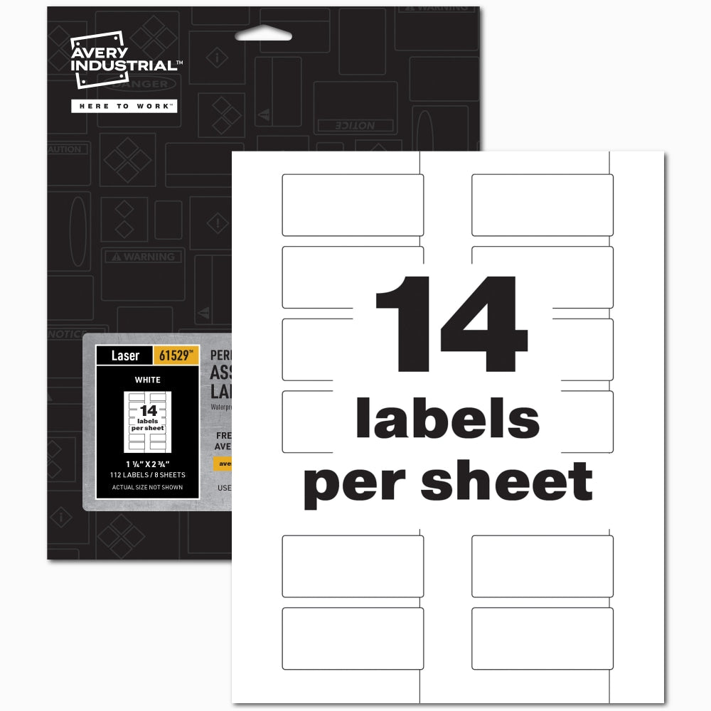 Avery PermaTrack Durable Asset Tag Labels, 1-1/4in x 2-3/4in, White, Pack Of 112