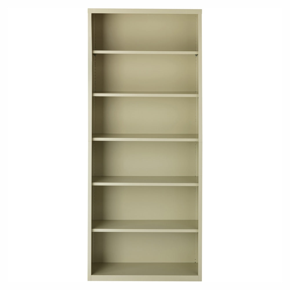 Lorell Fortress Series Steel Modular Shelving Bookcase, 6-Shelf, 82inH x 34-1/2inW x 13inD, Putty