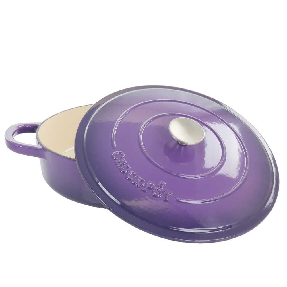 Crock-Pot Artisan 2-Piece Enameled Cast Iron Braiser Pan, 5 Quart, Lavender