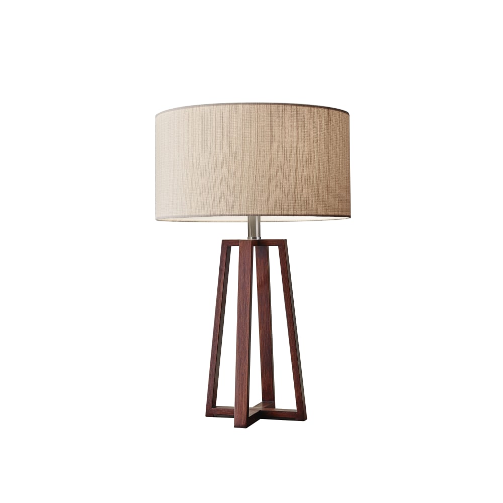 Adesso Quinn Table Lamp, 23-1/4inH, Light Brown Shade/Walnut Birch Base