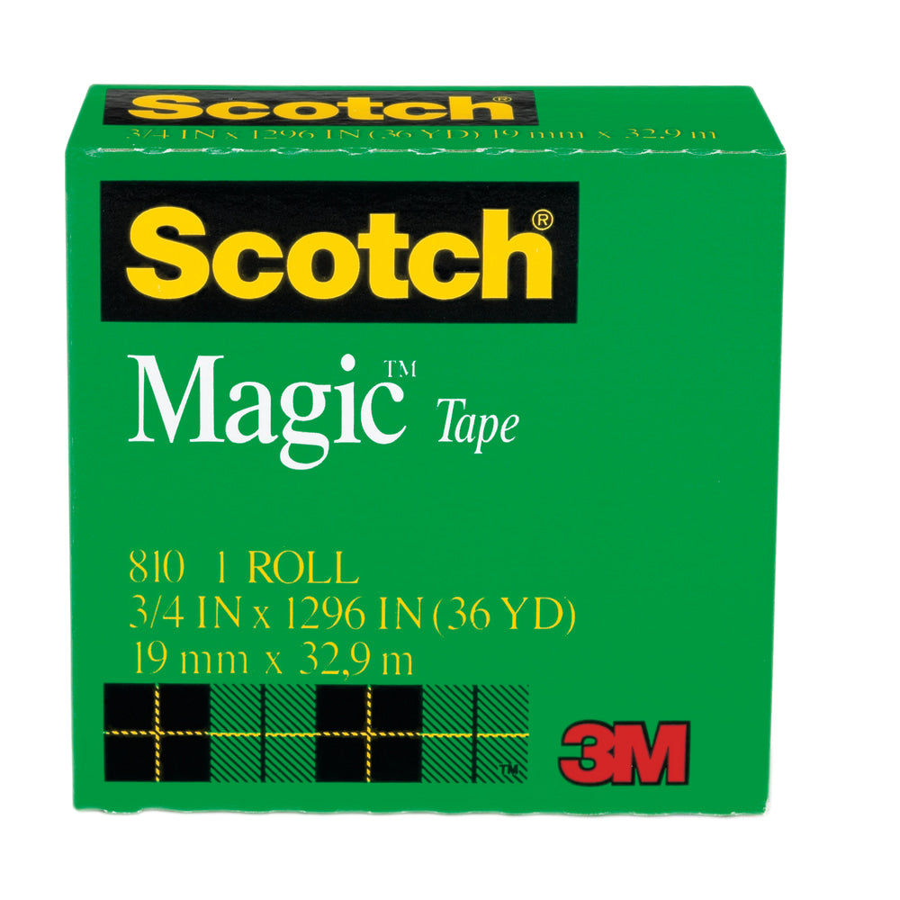 Scotch Magic Tape, Invisible, 3/4 in x 1296 in, 1 Tape Roll, Clear, Home Office and School Supplies