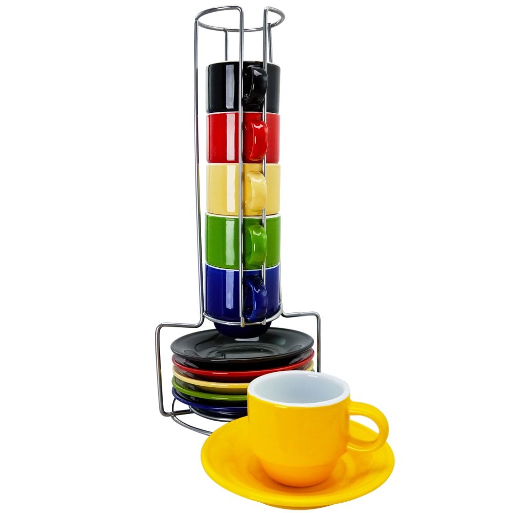 Gibson Sensations 13-Piece Stackable Espresso Cup Set, Assorted Colors