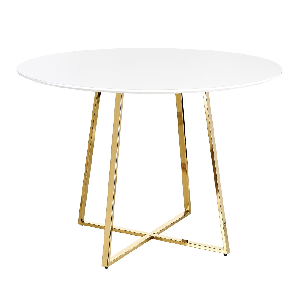 LumiSource Cosmo Dining Table, 30-1/4inH x 43-1/2inW x 43-1/2inD, Gold/White