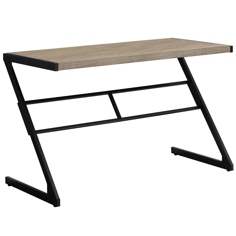 Monarch Specialties 48inW Computer Desk With Z-Shaped Metal Base, Dark Taupe/Black