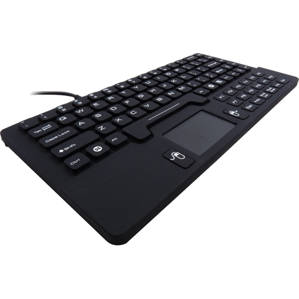 DSI WATERPROOF IP68 SILICONE MINI SIZE WIRED KEYBOARD WITH TOUCHPAD - Cable Connectivity - USB Interface - 104 Key - TouchPad - Windows - Industrial Silicon Rubber Keyswitch - Black