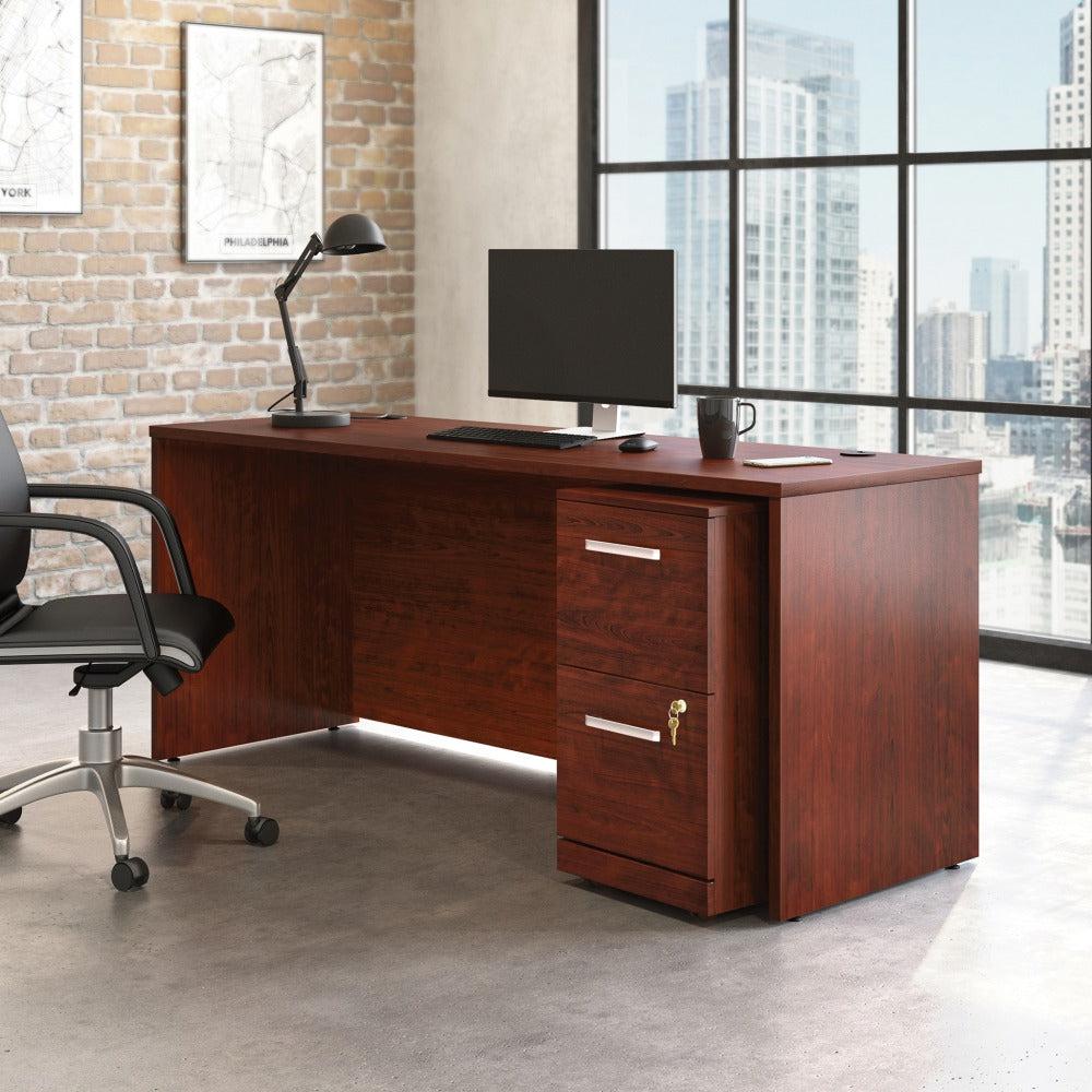 Sauder Affirm Collection Executive Desk With 2-Drawer Mobile Pedestal File, 72inW x 24inD, Classic Cherry