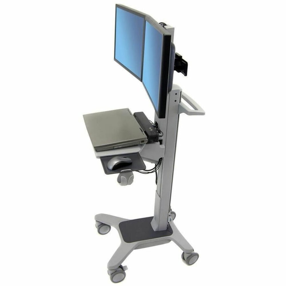 Ergotron Neo-Flex Dual WideView WorkSpace Cart - 40 lb Capacity - 4 - Aluminum, Plastic, Steel - Gray