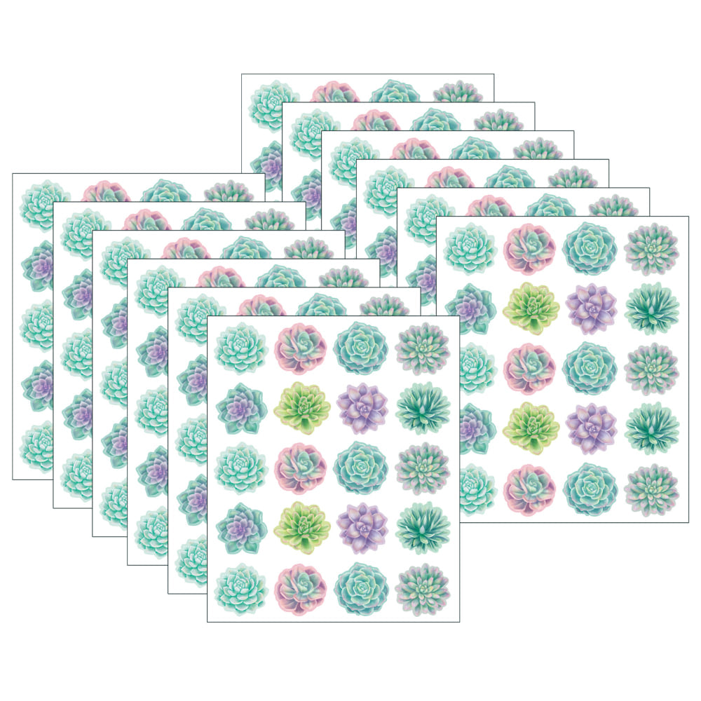 Teacher Created Resources Stickers, Rustic Bloom Succulents, 120 Stickers Per Pack, Set Of 12 Packs