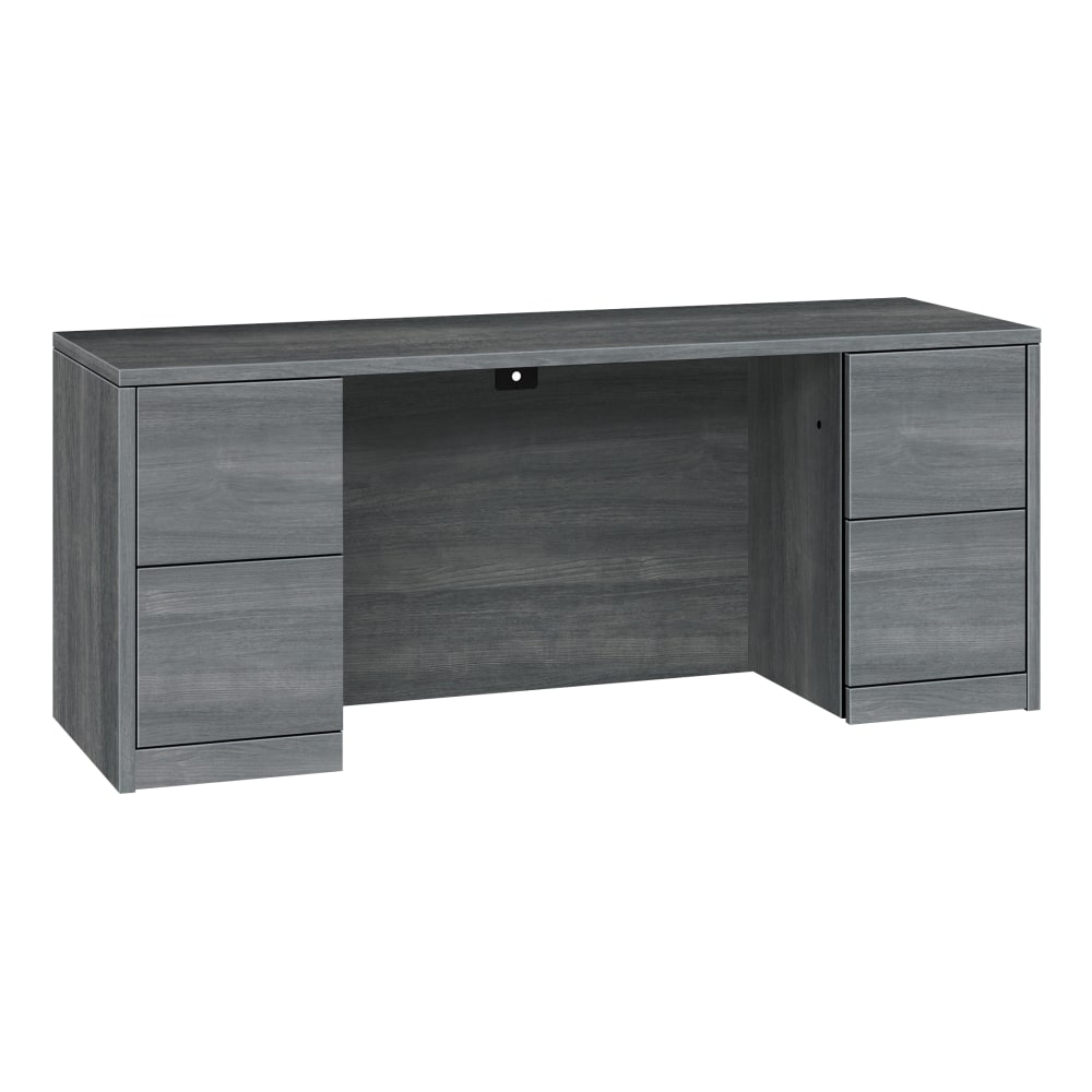 HON 10500 72inW 4-Drawer Pedestal Computer Desk, Sterling Ash