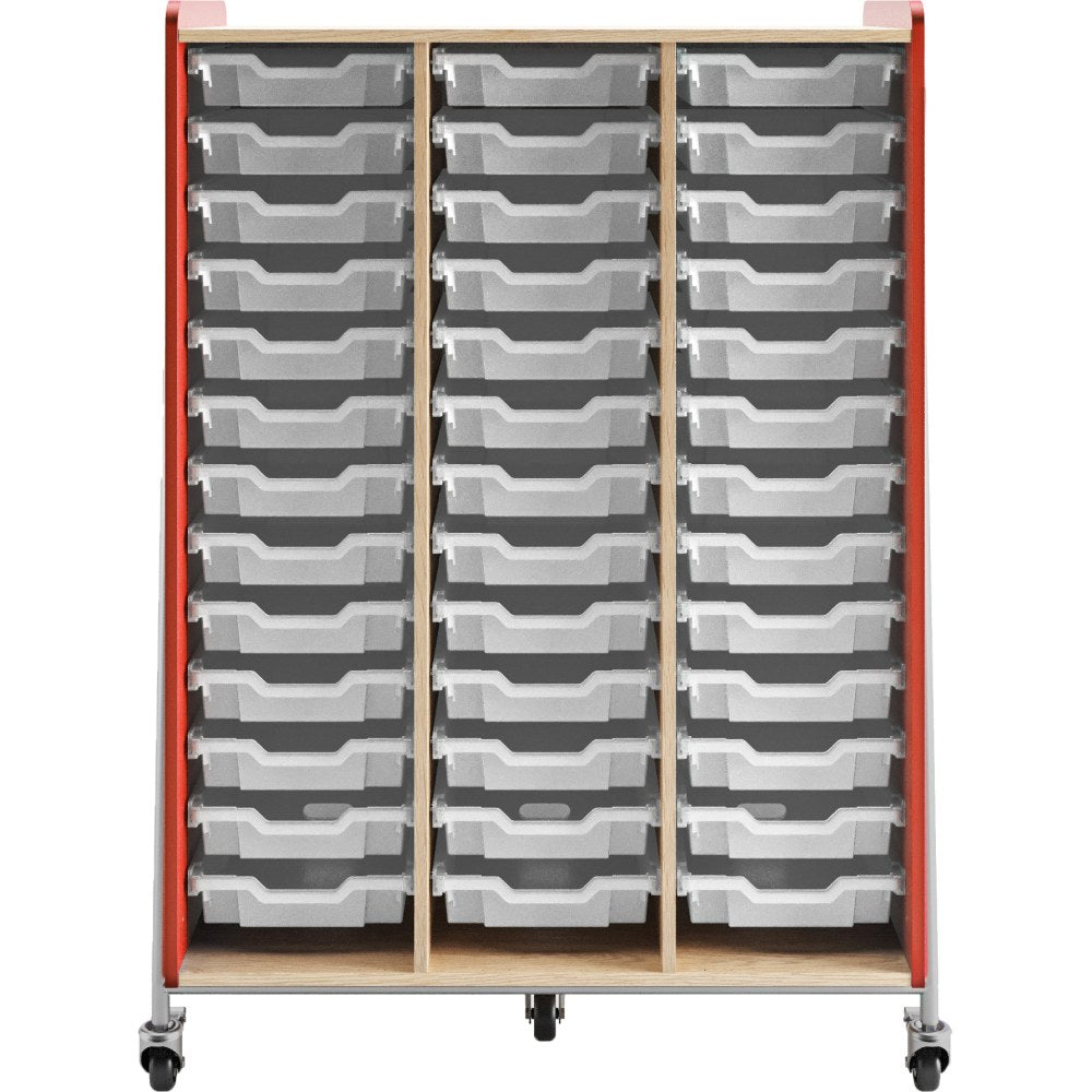 Safco Whiffle Triple-Column 39-Drawer Mobile Storage Cart, 60inH x 43-1/4inW x 19-3/4inD, Red