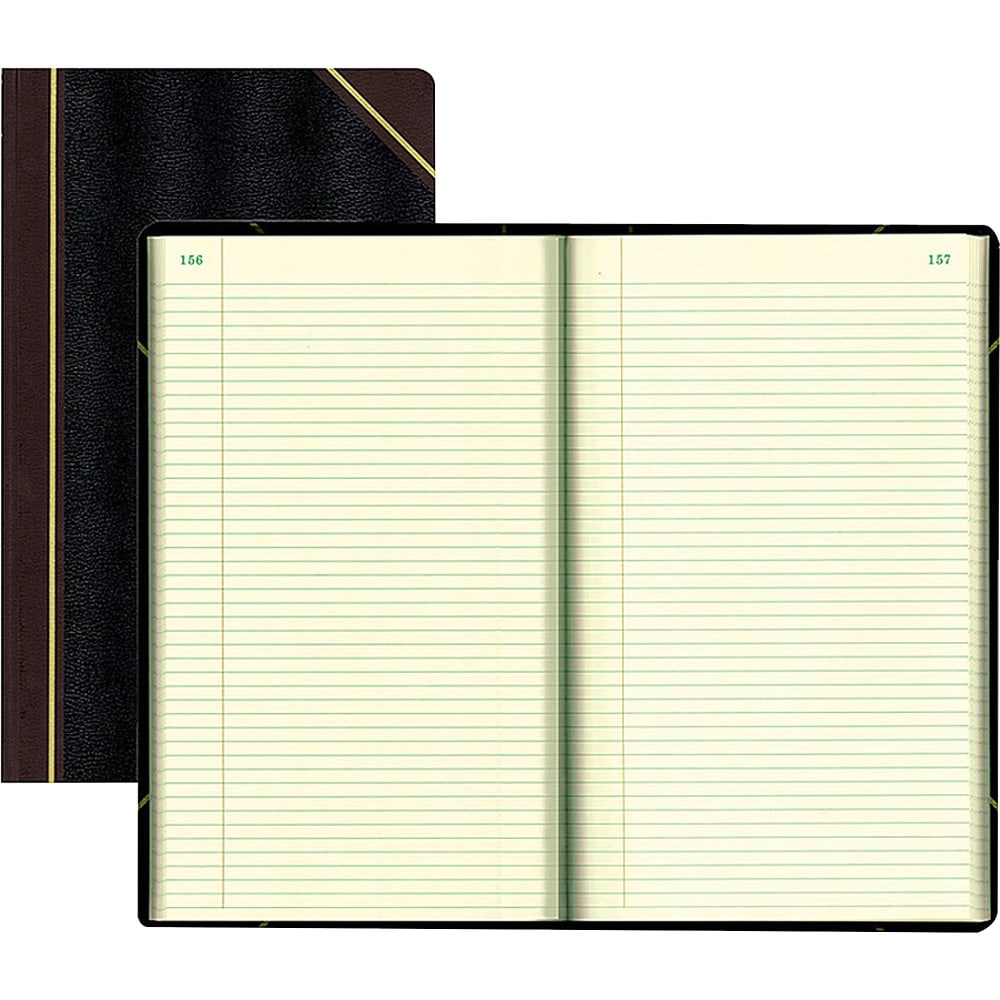 Rediform Texhide Cover Record Books With Margin, 8 3/4in x 14 1/4in, 500 Sheets, 100% Recycled, Black