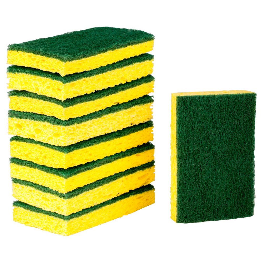 Scotch-Brite Heavy-Duty Scrub Sponges, Green/Yellow, Pack Of 9