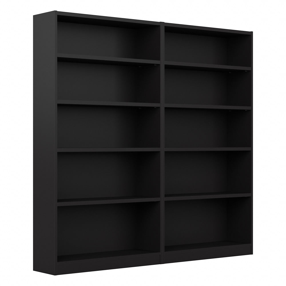 Bush Furniture Universal 72inH 5-Shelf Bookcases, Black, Set Of 2 Bookcases, Standard Delivery