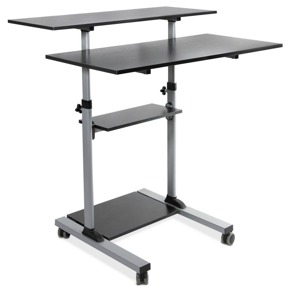 Mount-It! MI-7970 Height-Adjustable Mobile Standing Desk Workstation, 55inH x 39-1/2inW x 26inD, Silver