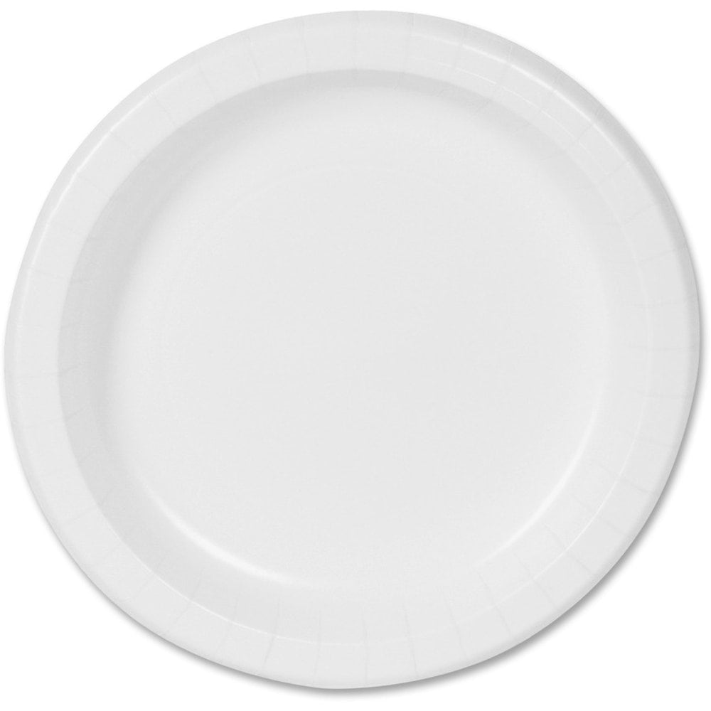 Dixie Basic 8-1/2in Lightweight Paper Plates by GP Pro - Microwave Safe - White - Paper Body - 125 / Pack