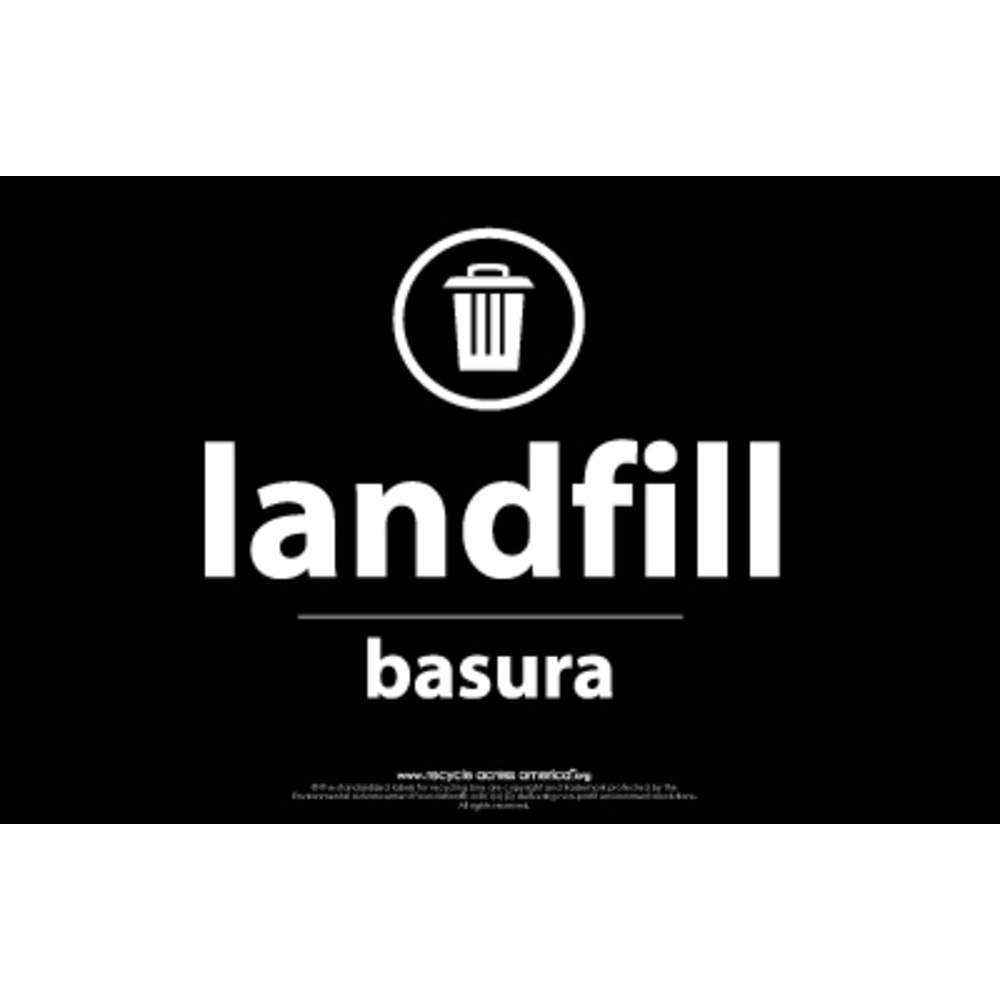 Recycle Across America Landfill Standardized Recycling Labels, LAND-5585, 5 1/2in x 8 1/2in, Black