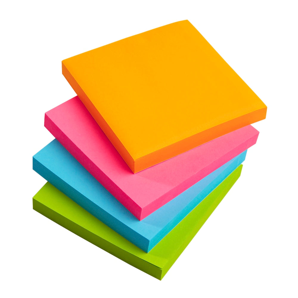 Office Depot Brand Sticky Notes, With Storage Tray, 3in x 3in, Assorted Vivid Colors, 100 Sheets Per Pad, Pack Of 24 Pads