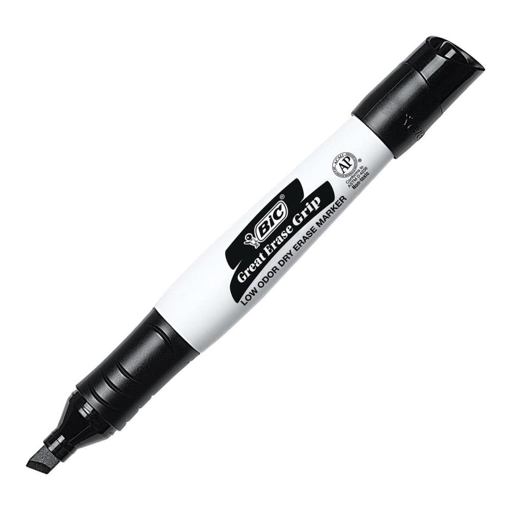 BIC Intensity Low Odor Whiteboard Markers, Chisel Tip, Black Ink, Pack Of 12