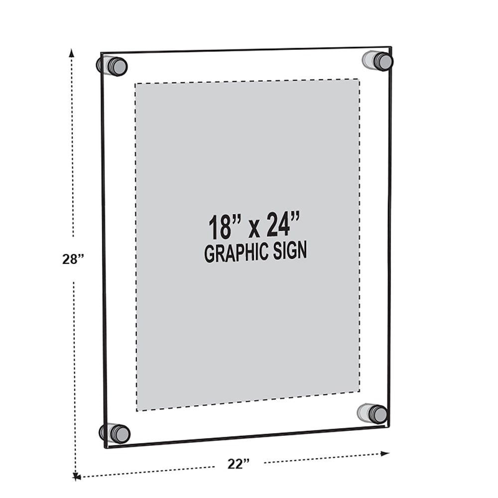 Azar Displays Standoff Acrylic Sign Holder, 28inH x 22inW x 1/4inD, Clear