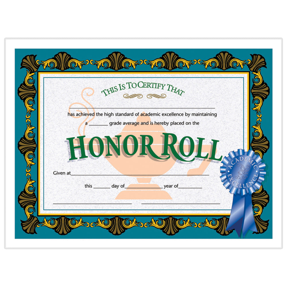 Hayes Certificates, 8-1/2in x 11in, Honor Roll, 30 Certificates Per Pack, Set Of 3 Packs