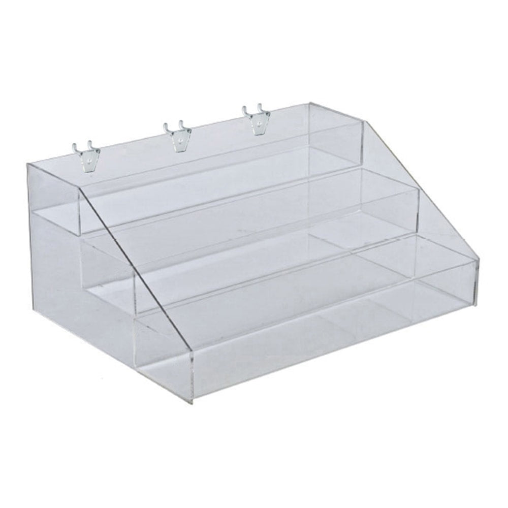 Azar Displays 3-Tier Step Display Organizer, 7inH x 16inW x 11-3/4inD, Clear