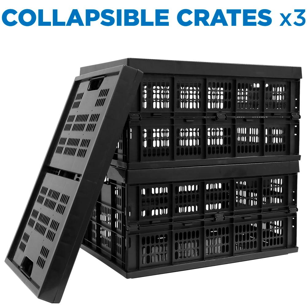 Mount-It! Work-It! Collapsible Milk Crates, Extra Large Size, Set Of 3