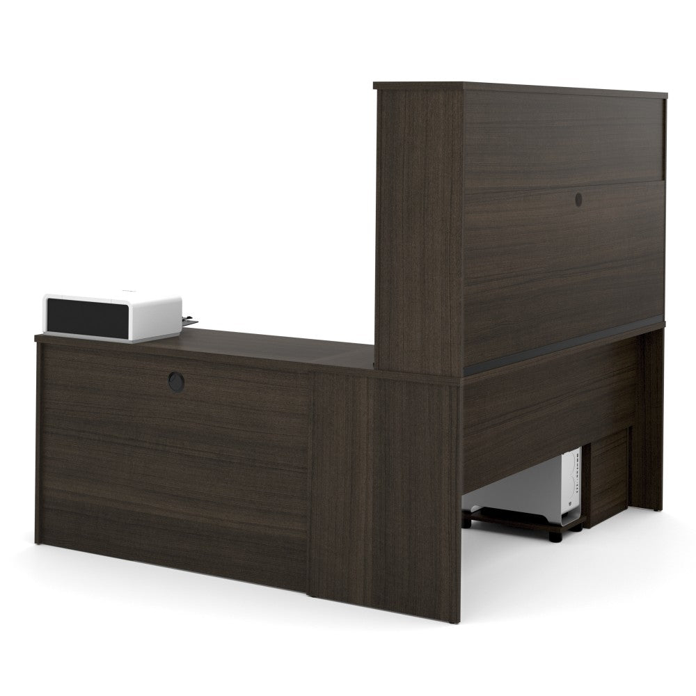 Bestar Embassy 72inW L-Shaped Corner Desk With Hutch And 2 Pedestals, Dark Chocolate