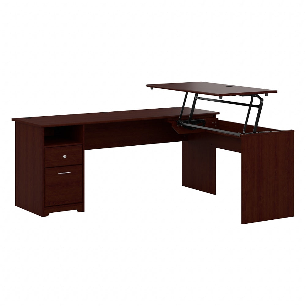 Bush Furniture Cabot 3 Position L Shaped Sit to Stand Desk, 72inW, Harvest Cherry, Standard Delivery