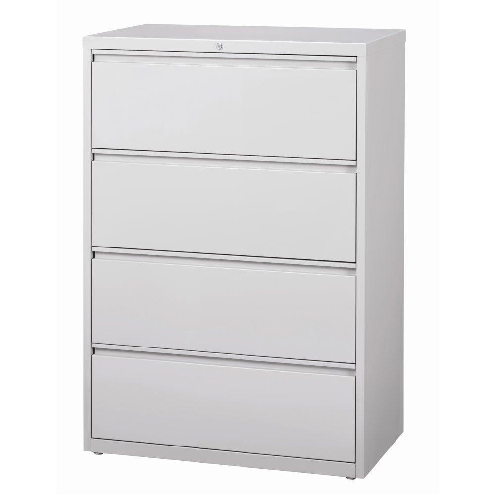 WorkPro 36inW x 18-5/8inD Lateral 4-Drawer File Cabinet, Light Gray