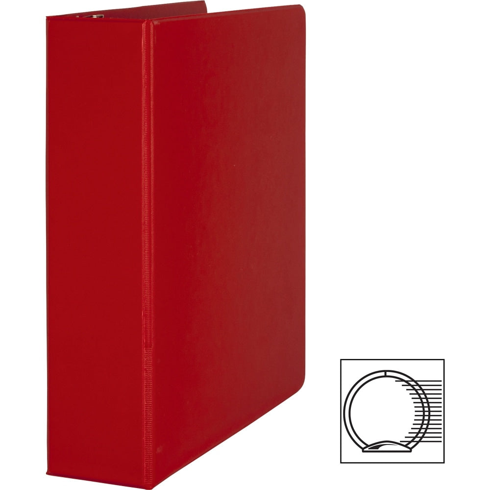 Business Source Basic 3-Ring Binder, 2in Round Rings, Red